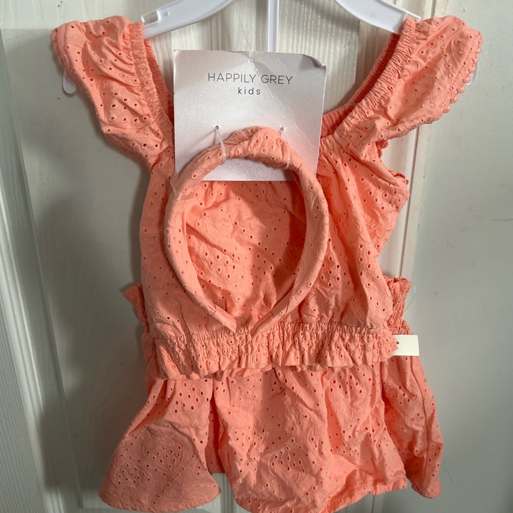 Happily Grey Kids Coral Matching Skirt Set